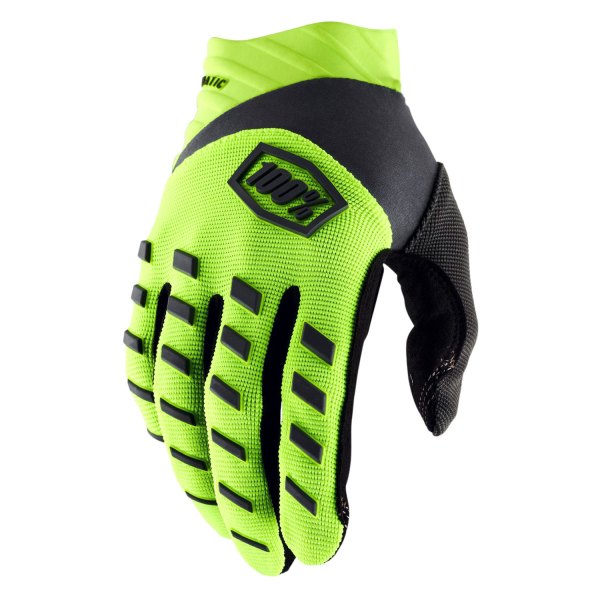 100%® - Airmatic V2 Men's Gloves (Large, Fluo Yellow/Black)