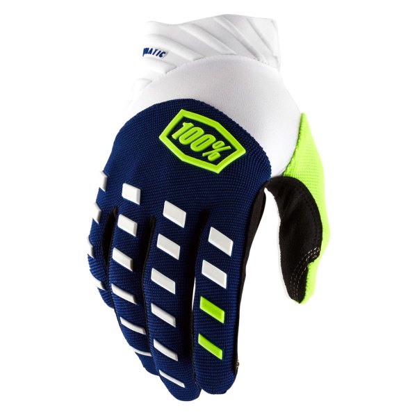 100%® - Airmatic V2 Men's Gloves (Large, Navy/White)