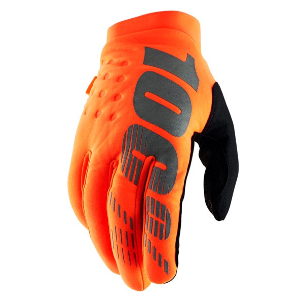 100%® - Brisker V2 Men's Cold-Weather Gloves (Small, Fluo Orange/Black)