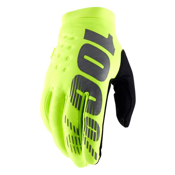 100%® - Brisker V2 Men's Cold-Weather Gloves (Medium, Fluo Yellow/Black)