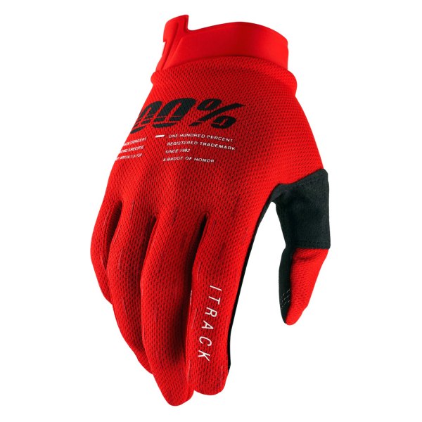 100%® - Itrack V2 Men's Gloves (Medium, Red)