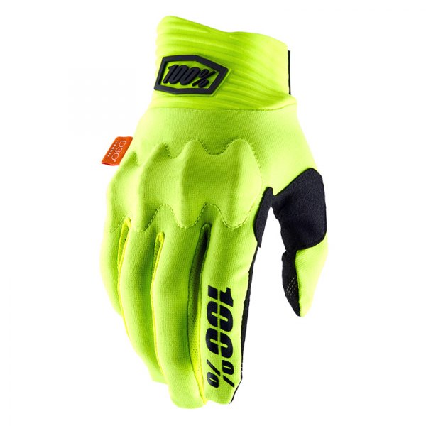 100%® - Cognito D30 Gloves (Small, Fluo Yellow/Black)