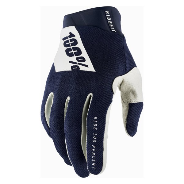 100%® - Ridefit Men's Gloves (Small, Navy/White)