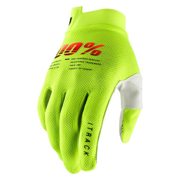 100%® - Itrack Youth Gloves (Small, Fluo Yellow)
