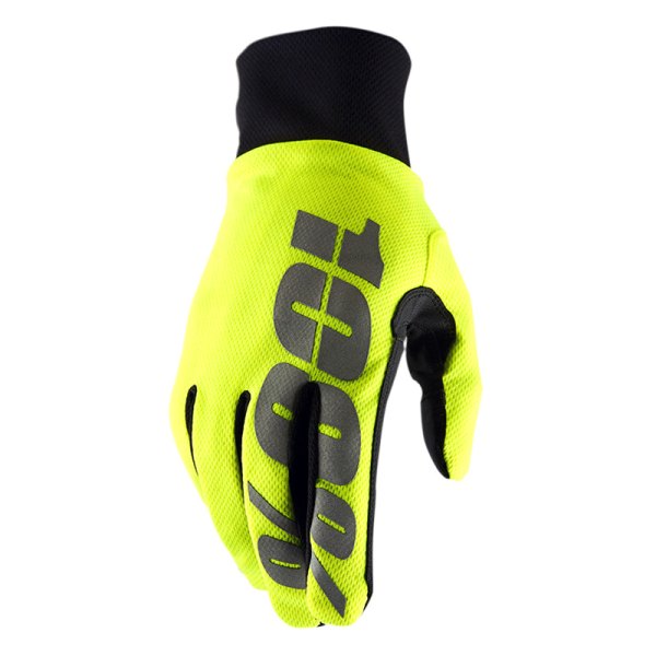 100%® - Hydromatic V2 Men's Waterproof Gloves (Medium, Fluo Yellow)