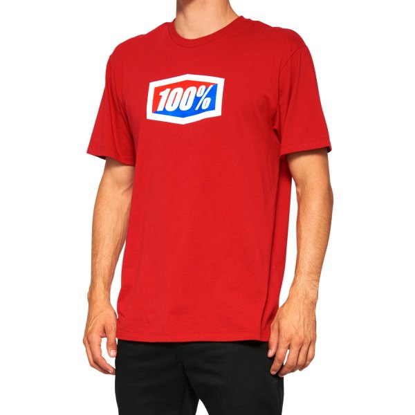 100%® - Official V2 Men's Tee (Small, Red)