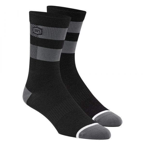 100%® - Flow V2 Men's Socks (Small/Medium, Black/Gray)