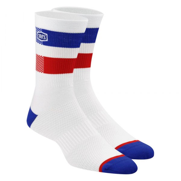 100%® - Flow V2 Men's Socks (Small/Medium, White)