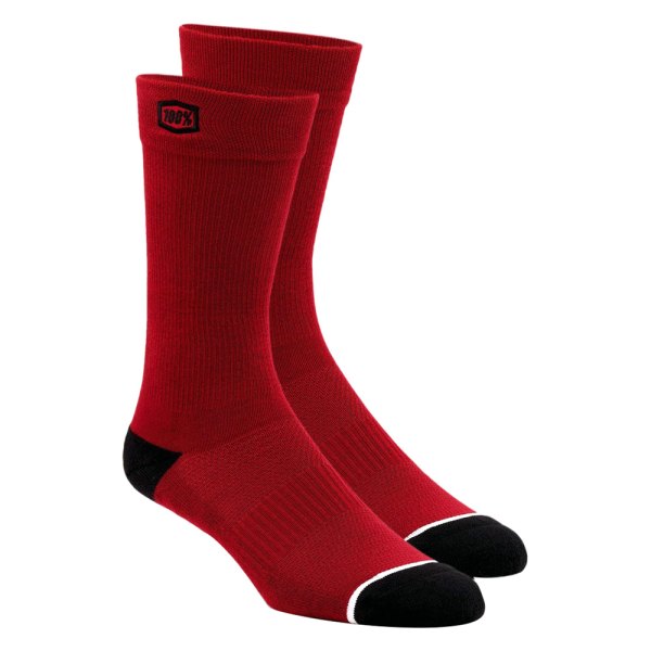 100%® - Solid V2 Men's Socks (Small/Medium, Red)
