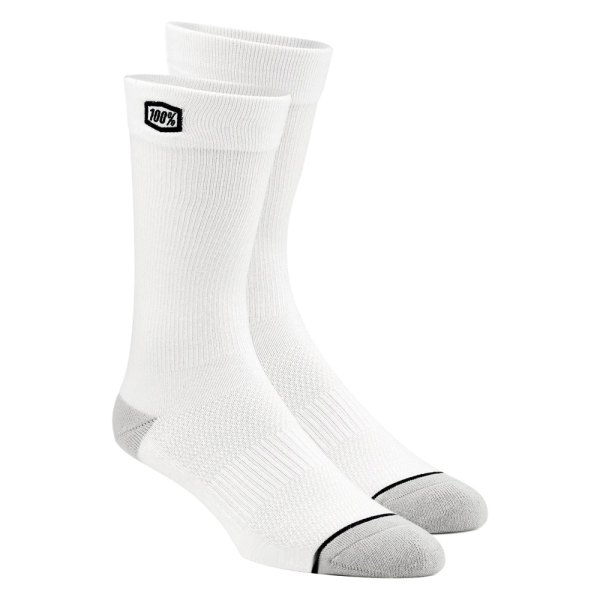 100%® - Solid V2 Men's Socks (Small/Medium, White)
