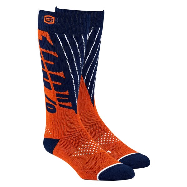 100%® - Torque Men's Socks (Small/Medium, Navy/Orange)