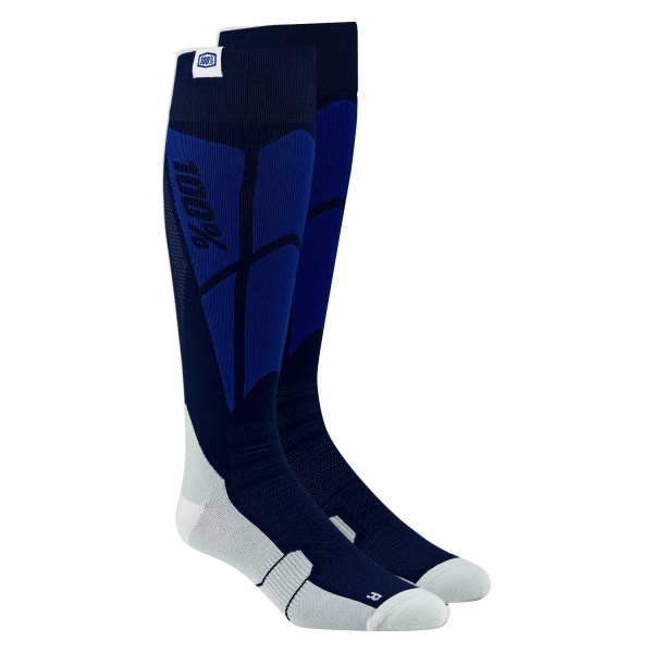 100%® - Hi Side Performance Socks (Large/X-Large, Navy/Gray)