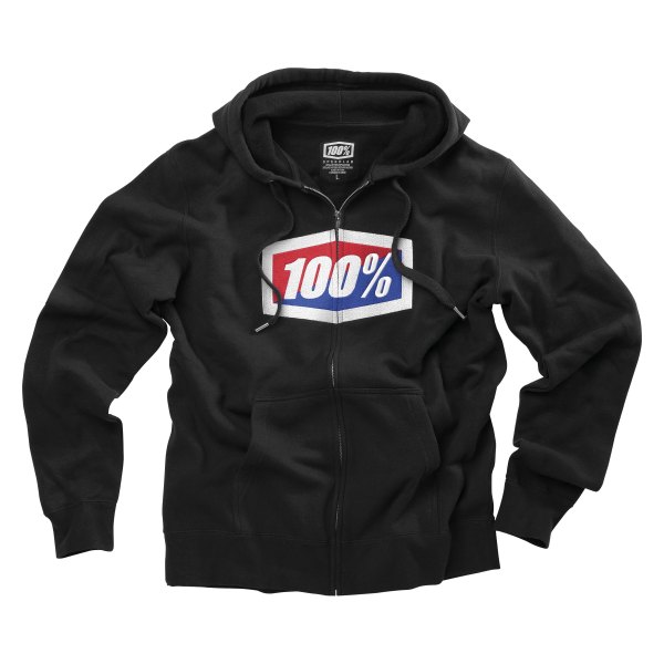 100%® - Official Men's Hooded Sweatshirt (Large, Black)