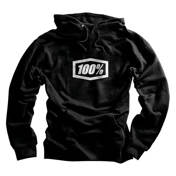 100%® - Corpo Men's Hooded Sweatshirt (Small, Black)