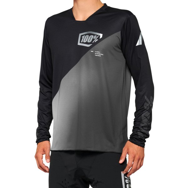 100%® - R-Core X Men's Long Sleeve Jersey (Medium, Black/Gray)