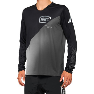 100%® - R-Core X Men's Long Sleeve Jersey (X-Large, Black/Gray)
