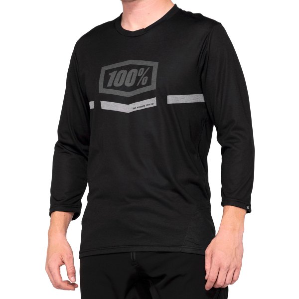 100%® - Airmatic Men's 3/4 Sleeve Jersey (Small, Black)