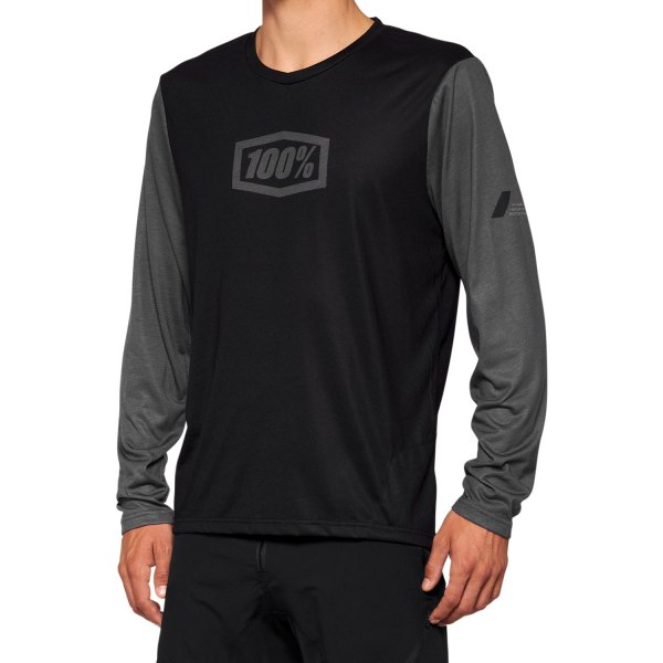 100%® - Airmatic Men's Long Sleeve Jersey (Small, Black)