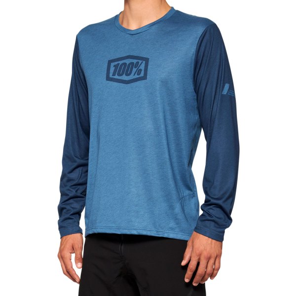 100%® - Airmatic Men's Long Sleeve Jersey (Small, Slate Blue)