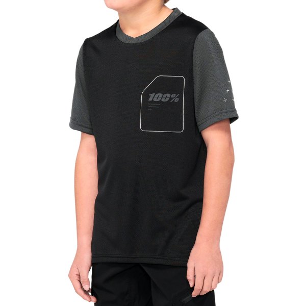 100%® - Ridecamp V2 Youth Jersey (Small, Black/Charcoal)
