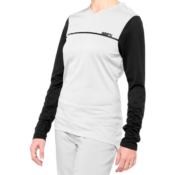 100%® - Ridecamp Women's Long Sleeve Jersey (Small, Gray/Black)