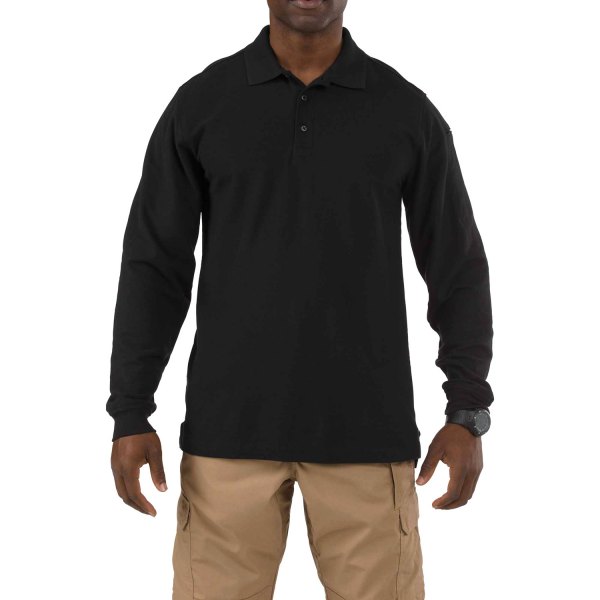 5.11 Tactical® - Utility Men's Long Sleeve Polo (X-Large, Black)