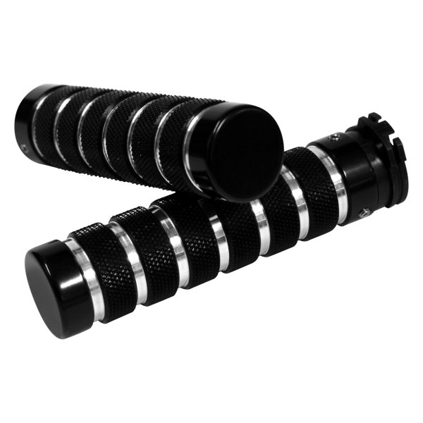 Accutronix® - Knurled Notched Black/Silver Aluminum Grips