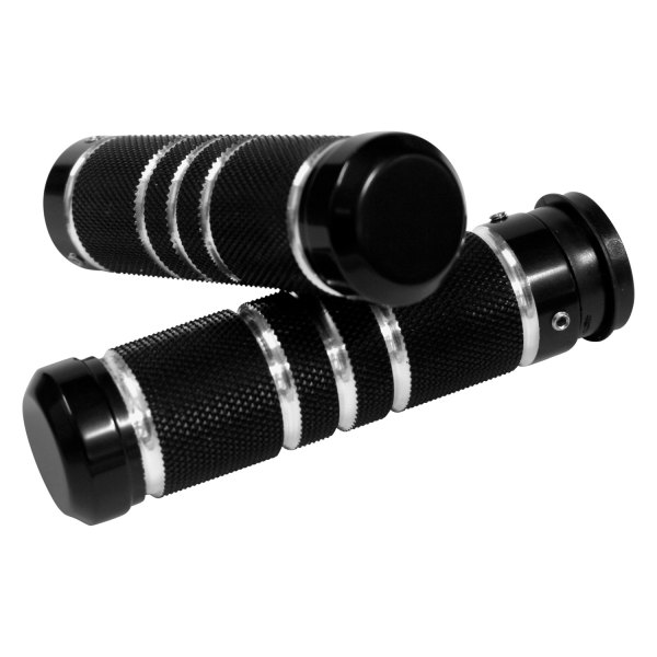 Accutronix® - Knurled Grooved Black/Silver Aluminum Grips