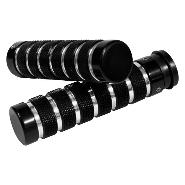 Accutronix® - Knurled Notched Black/Silver Aluminum Grips