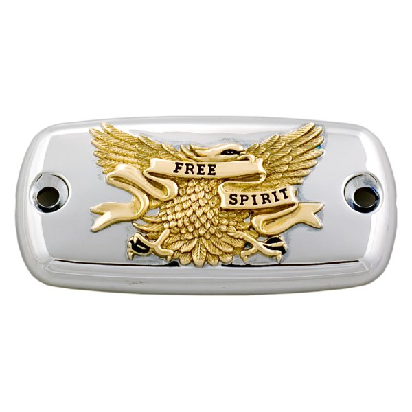 Add On Accessories® - Chrome Master Cylinder Coverwith Gold Eagle Free Spirit
