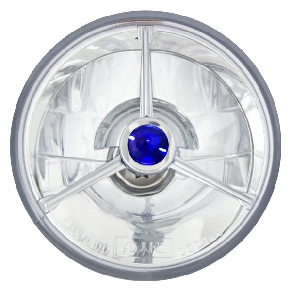 Adjure® - 4 1/2" Round French Style Wave Cut Trillient Chrome Crystal Headlight with Blue Dot