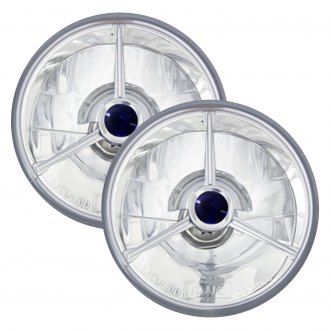 Pair Part No: T40400 Adjure HB41020-4 4-1/2 Smooth Chrome Ventura Highway French Style Motorcycle Spotlight Bucket with Wave Cut Black Dot Spotlight