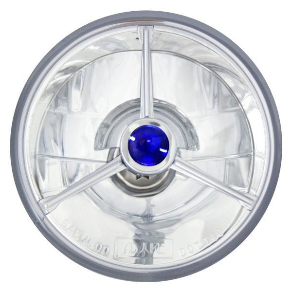 Adjure® - 4 1/2" Round French Style Wave Cut Trillient Chrome Crystal Headlight with Blue Dot