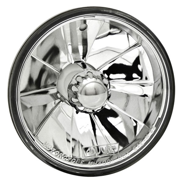 Adjure® - 4 1/2" Round French Style Raised Flame Pie Cut "Ice" Chrome Crystal Headlight