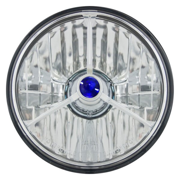 Adjure® - 5 3/4" Round Diamond Cut Chrome Crystal Headlight with Blue Dot