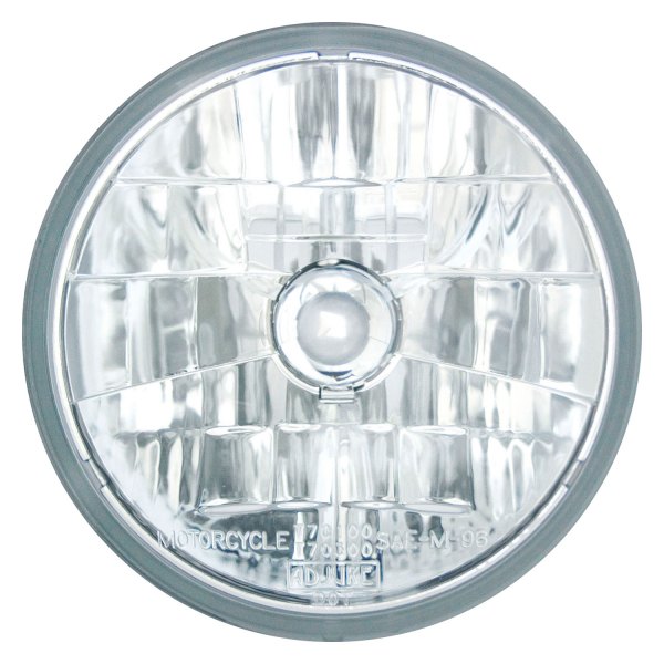 Adjure® - 7" Round Raised Flame Diamond Cut "Ice" Chrome Crystal Headlight