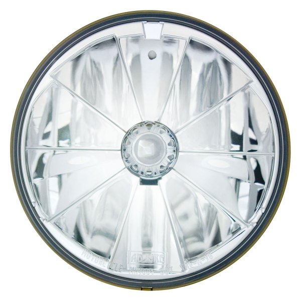 Adjure® - 7" Round Raised Flame Pie Cut "Ice" Chrome Crystal Headlight