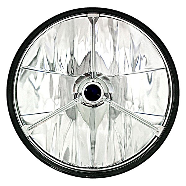 Adjure® - 7" Round Cruiser Style Wave Cut Chrome Crystal Headlight with Black Dot