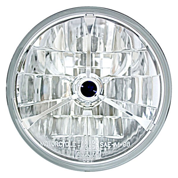 Adjure® - 7" Round Cruiser Style Diamond Cut Chrome Crystal Headlight with Black Dot