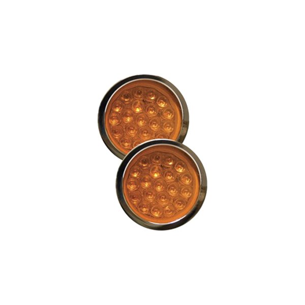 Adjure® - Beacon 2 Series Smooth Chrome LED Bullet Lights with Amber Lenses