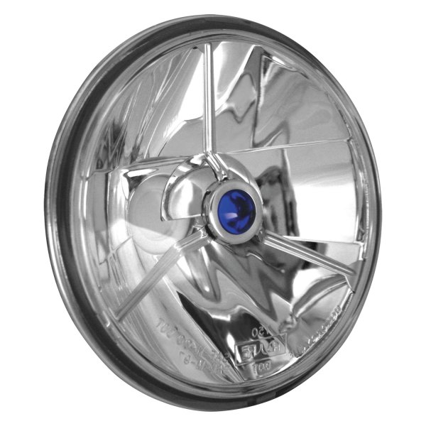 Adjure® - 5 3/4" Round Wave Cut Trillient Chrome Crystal Headlight with Blue Dot