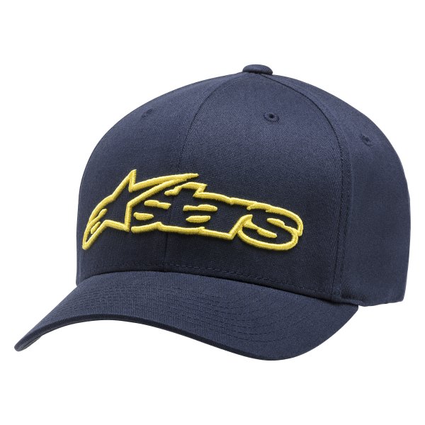 Alpinestars® - Blaze Flexfit Men's Hat (Large/X-Large, Navy/Yellow)