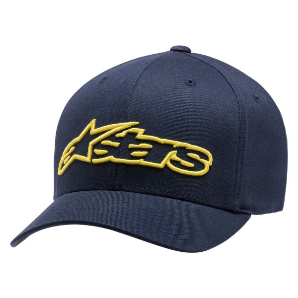 Alpinestars® - Blaze Flexfit Men's Hat (Small/Medium, Navy/Yellow)