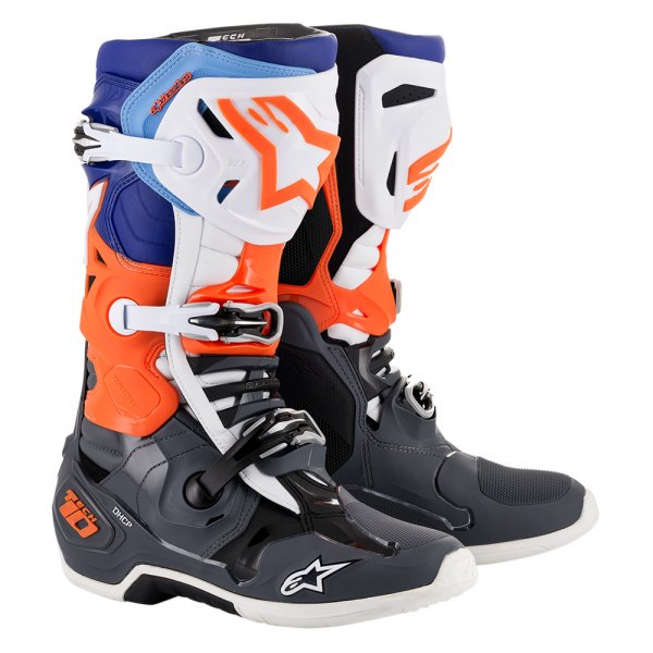Alpinestars® - Tech 10 Men's Boots (US 14, Gray/Orange/Blue)