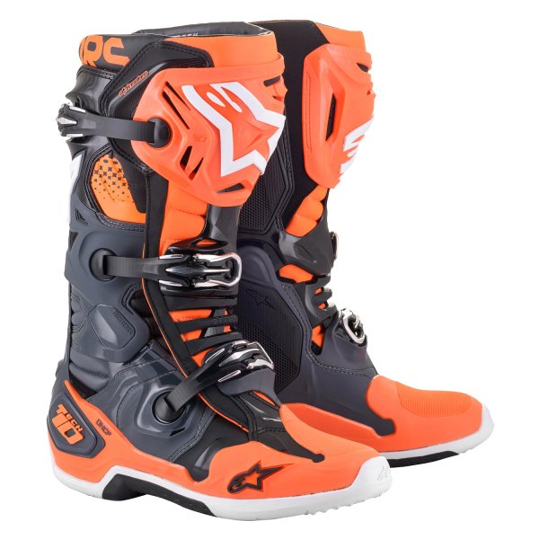 Alpinestars® - Tech 10 Men's Boots (US 10, Cool Gray/Fluo Orange)