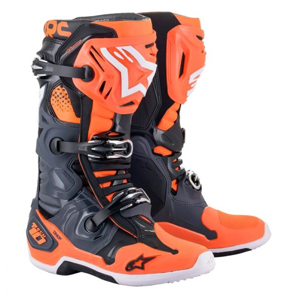 Alpinestars® - Tech 10 Men's Boots (US 11, Cool Gray/Fluo Orange)