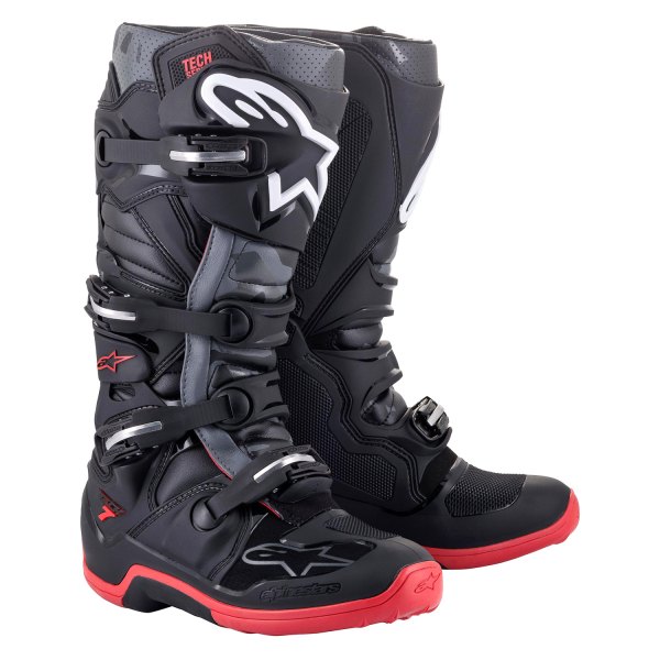 Alpinestars® - Tech 7 Men's Boots (US 10, Black/Cool Gray/Red)