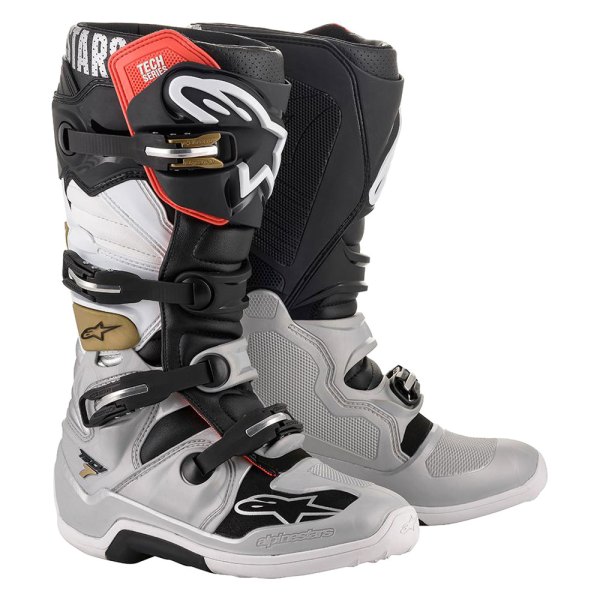 Alpinestars® - Tech 7 Men's Boots (US 10, Black/Silver/White/Gold)