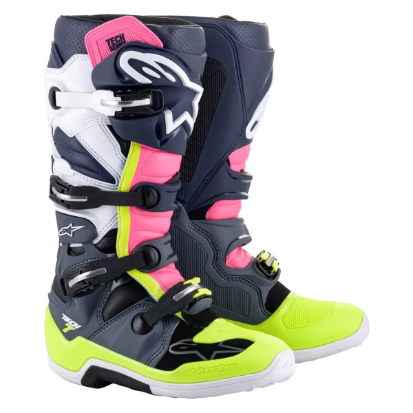 Alpinestars® - Tech 7 Men's Boots (US 10, Dark Gray/Dark Blue/Pink Fluo)