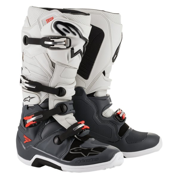 Alpinestars® - Tech 7 Men's Boots (US 12, Dark Gray/Light Gray/Red)